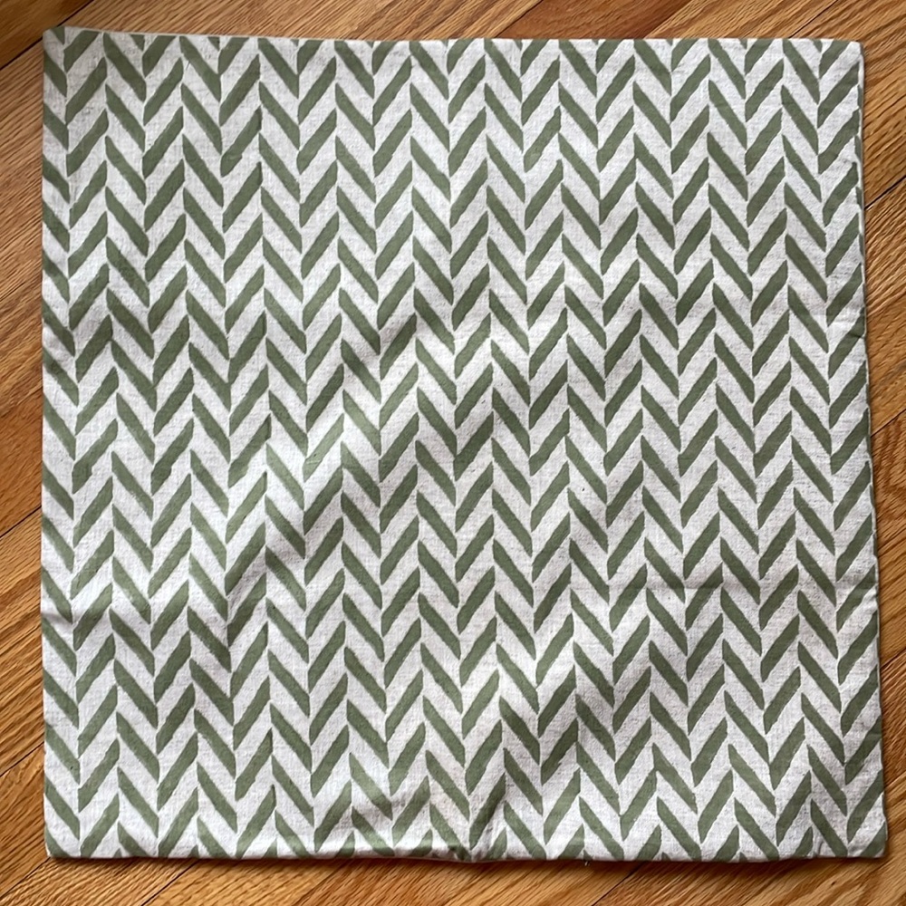 NEW FABRITUAL Thick COTTON BLOCK PRINTED 20x20 Pillow Cover Sham HERRINGBONE